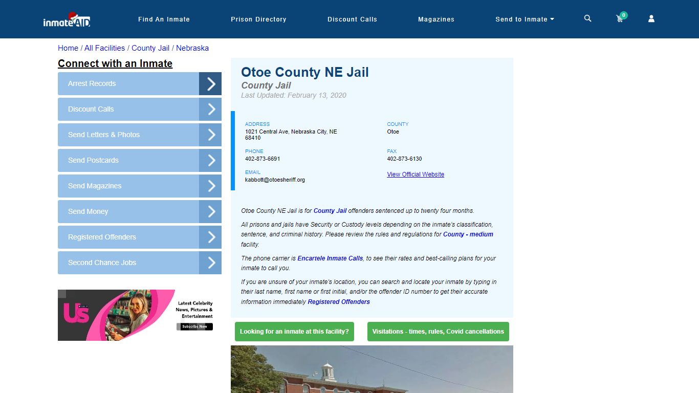 Otoe County NE Jail - Inmate Locator - Nebraska City, NE