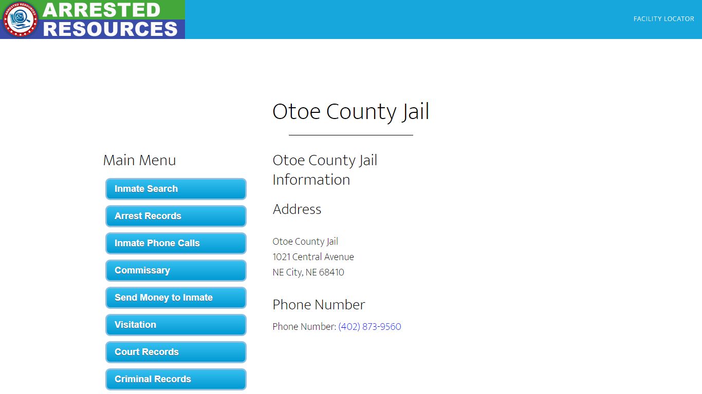Otoe County Jail - Inmate Search - NE City, NE - Arrested Resources
