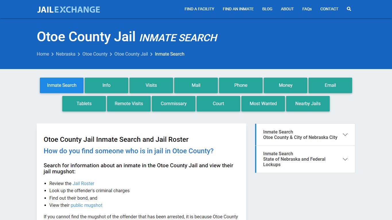 Inmate Search: Roster & Mugshots - Otoe County Jail, NE